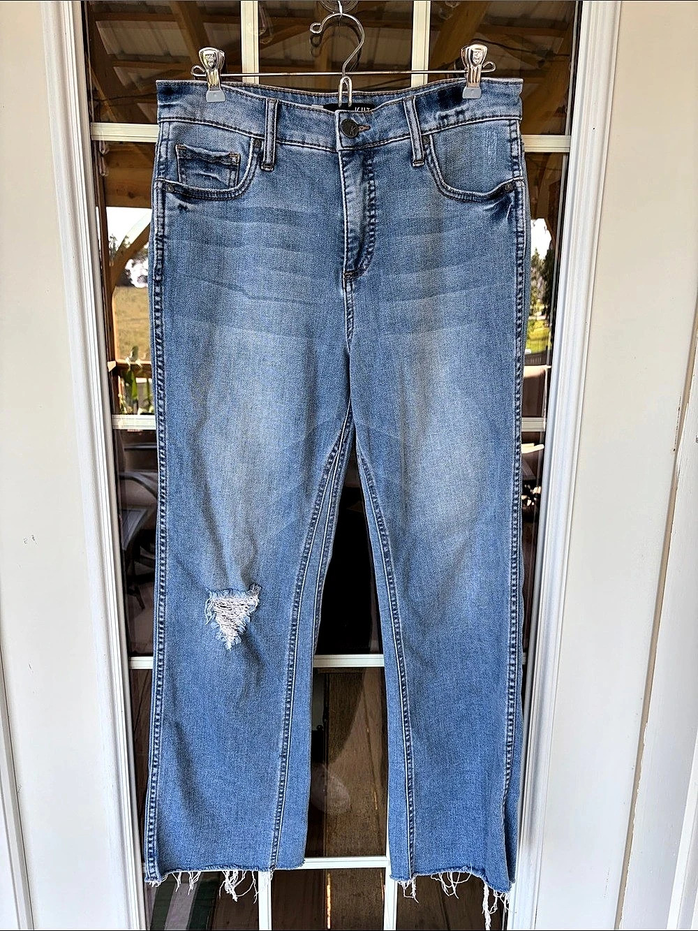 KUT from the Kloth Kelsey Fab Ab Ankle Flare Jeans Blue Waist 8